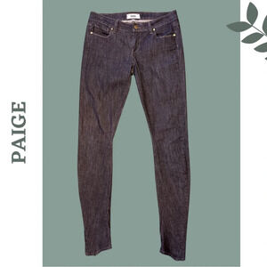 Paige Women’s Premium Dark Wash Skinny  Jeans Asymmetrical Hem Detail Size 27